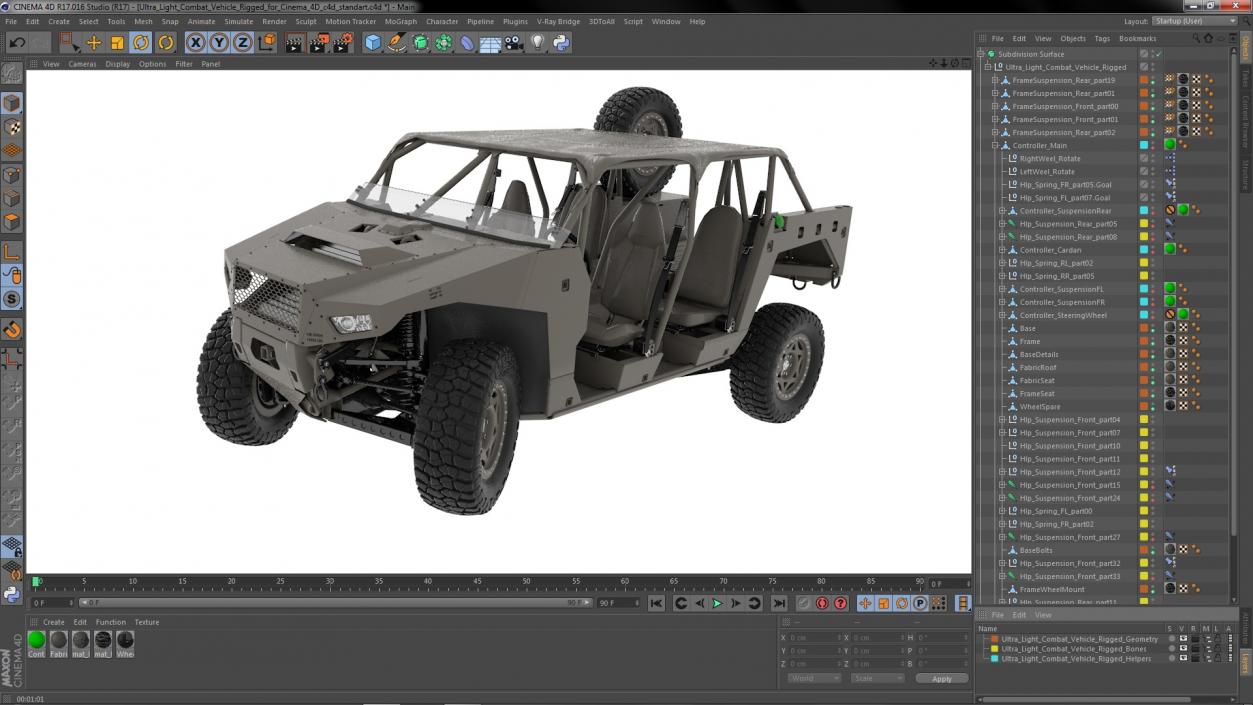 Ultra Light Combat Vehicle Rigged for Cinema 4D 3D