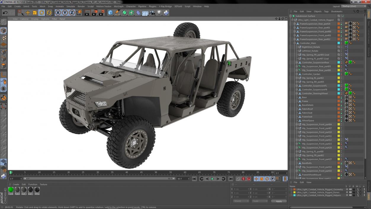 Ultra Light Combat Vehicle Rigged for Cinema 4D 3D