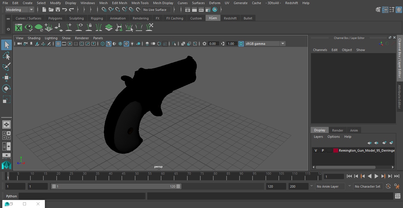 Remington Gun Model 95 Derringer 3D