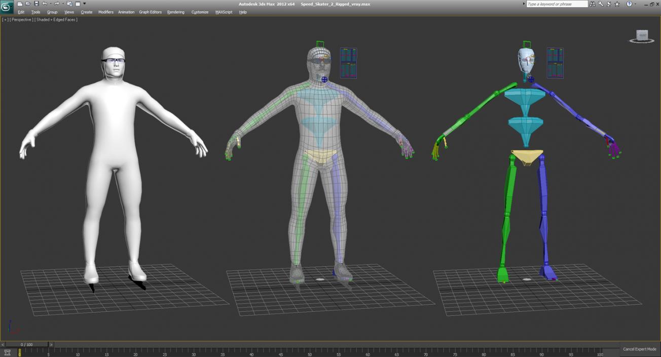 Speed Skater Generic 2 Rigged 3D model