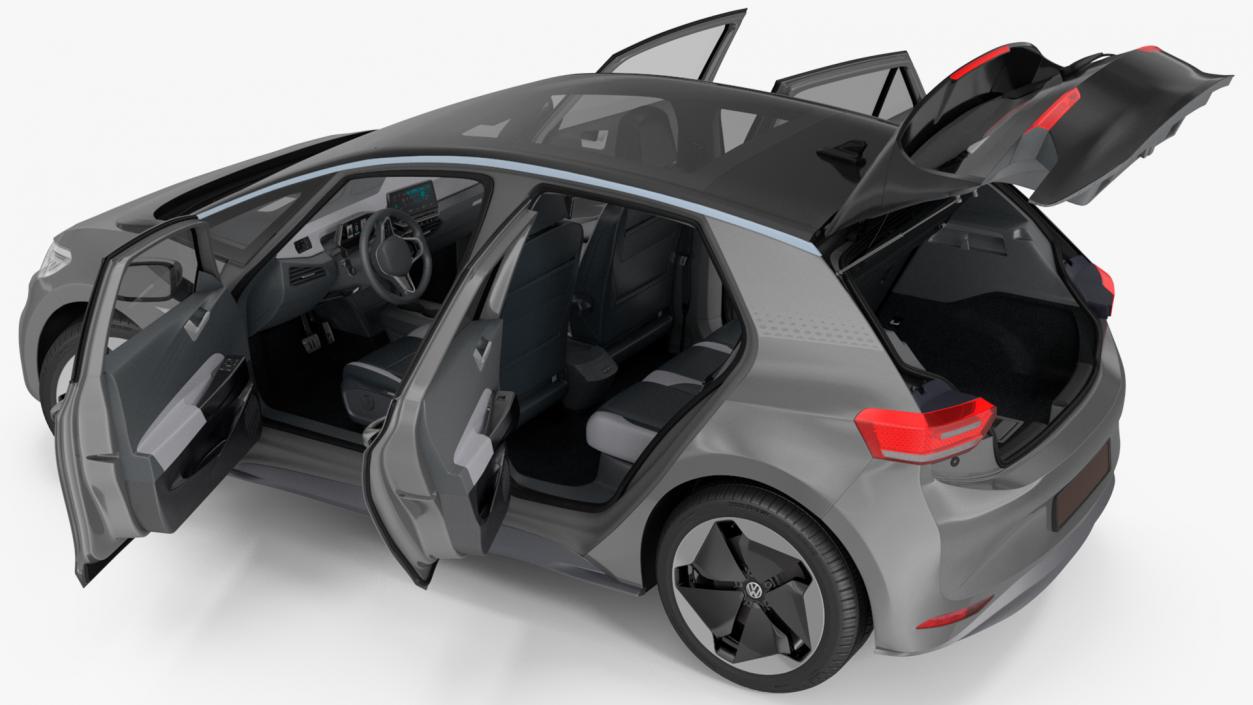 Electric Car Hatchback Rigged 3D model