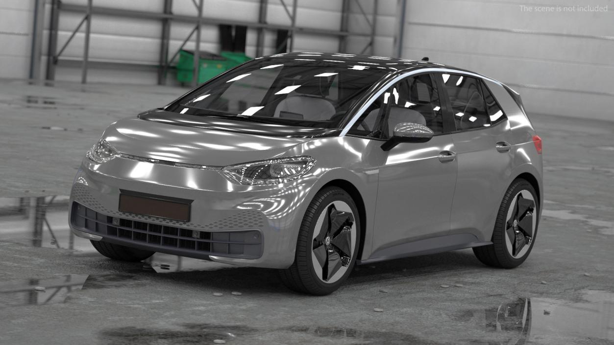 Electric Car Hatchback Rigged 3D model