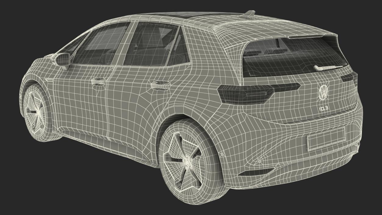 Electric Car Hatchback Rigged 3D model