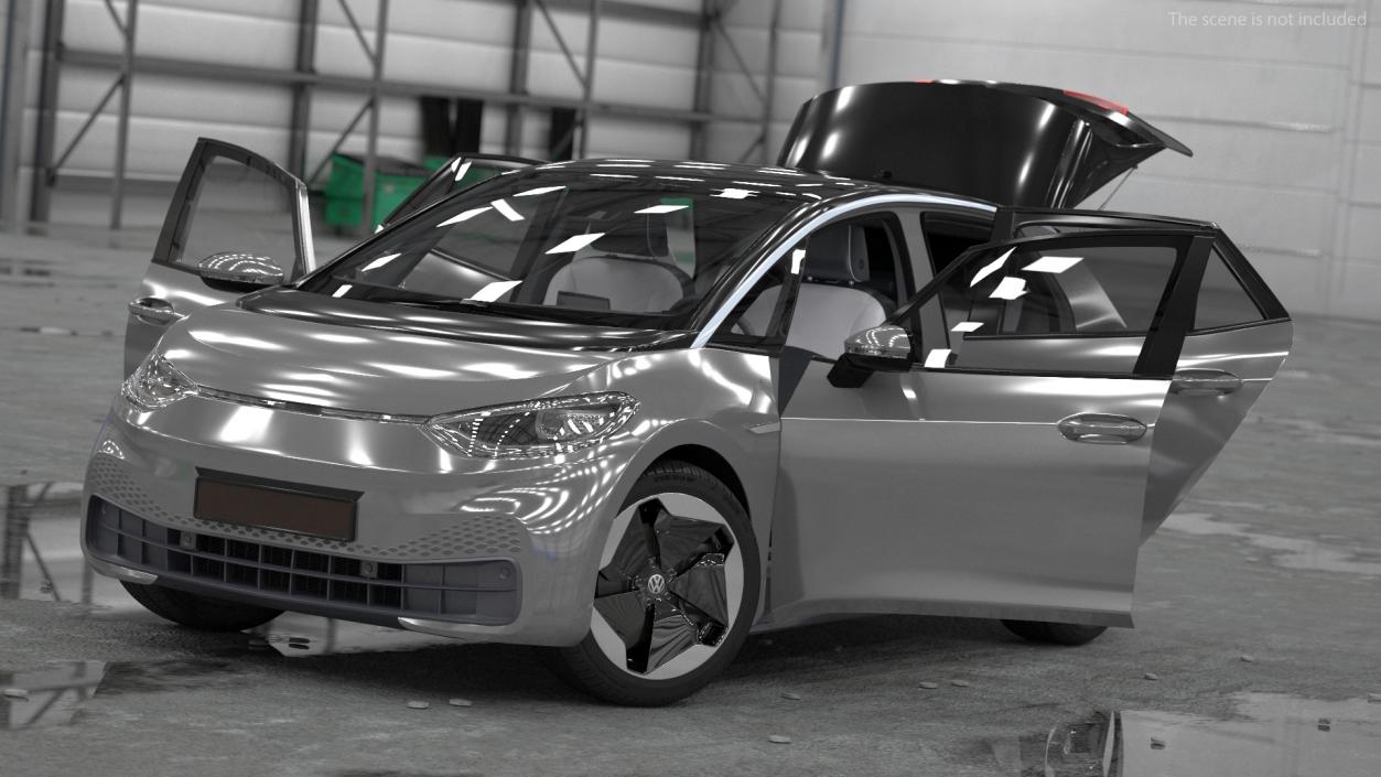 Electric Car Hatchback Rigged 3D model