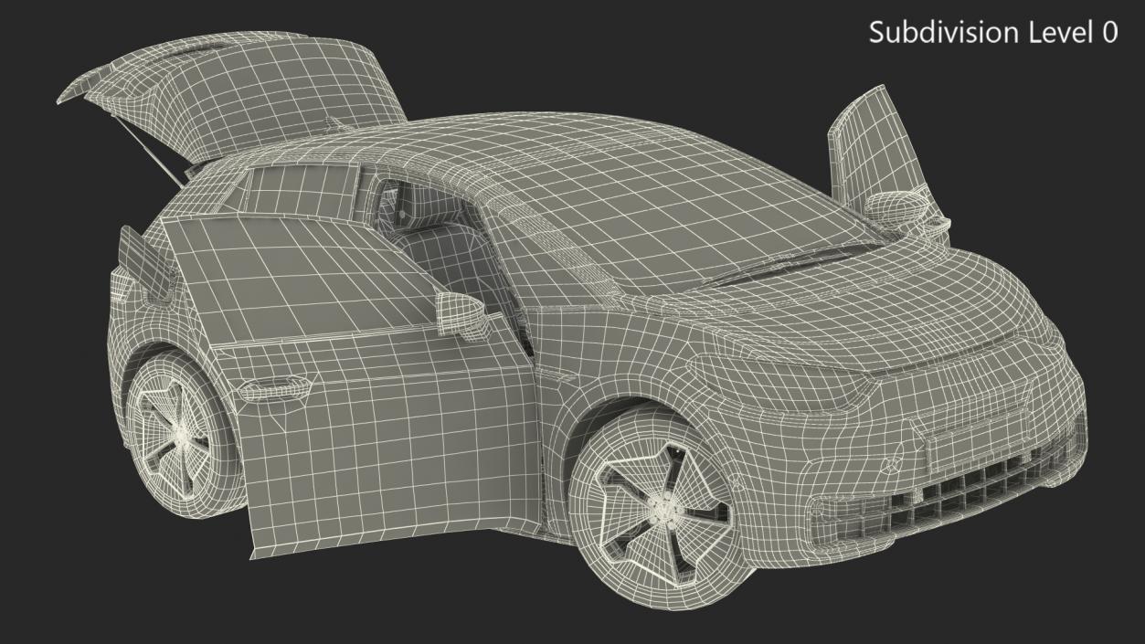 Electric Car Hatchback Rigged 3D model