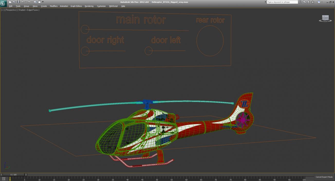 3D Helicopter RT216 Rigged model