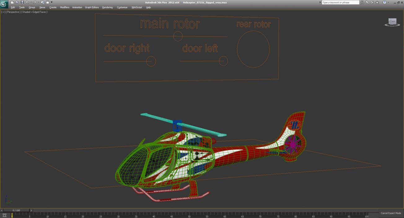 3D Helicopter RT216 Rigged model