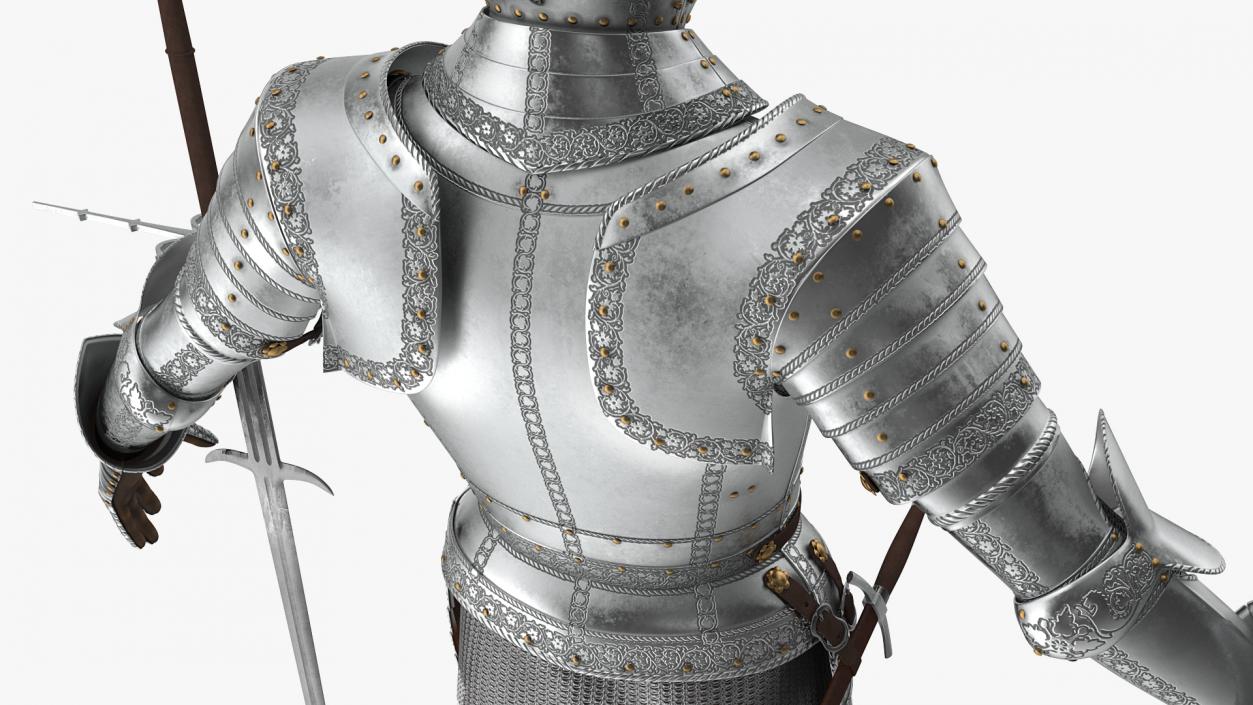 3D Polished Plate Armor with Zweihander Rigged model