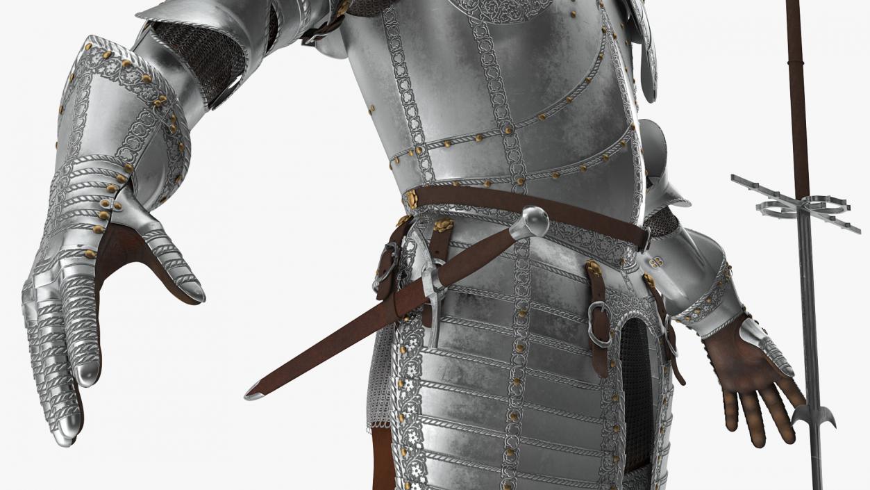 3D Polished Plate Armor with Zweihander Rigged model