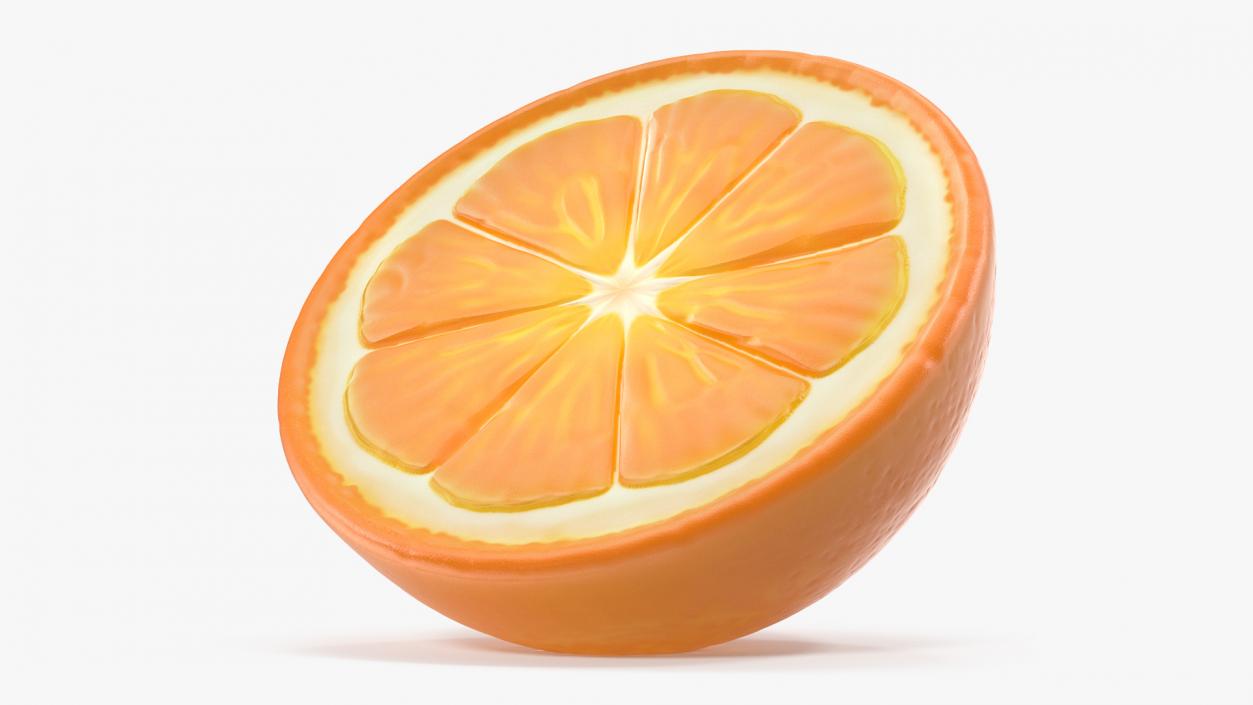 3D Half Fresh Orange Fruit Cartoon