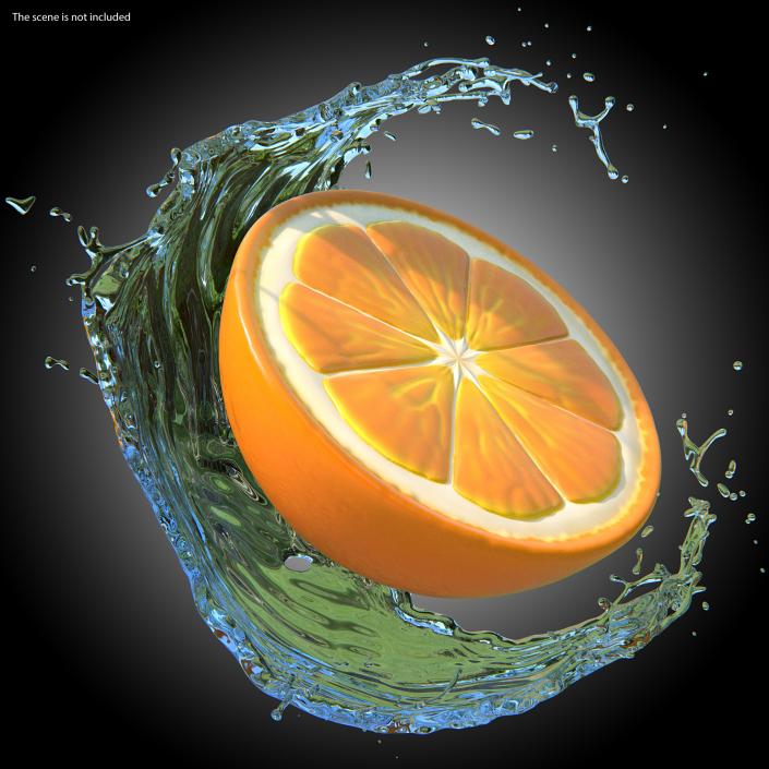 3D Half Fresh Orange Fruit Cartoon