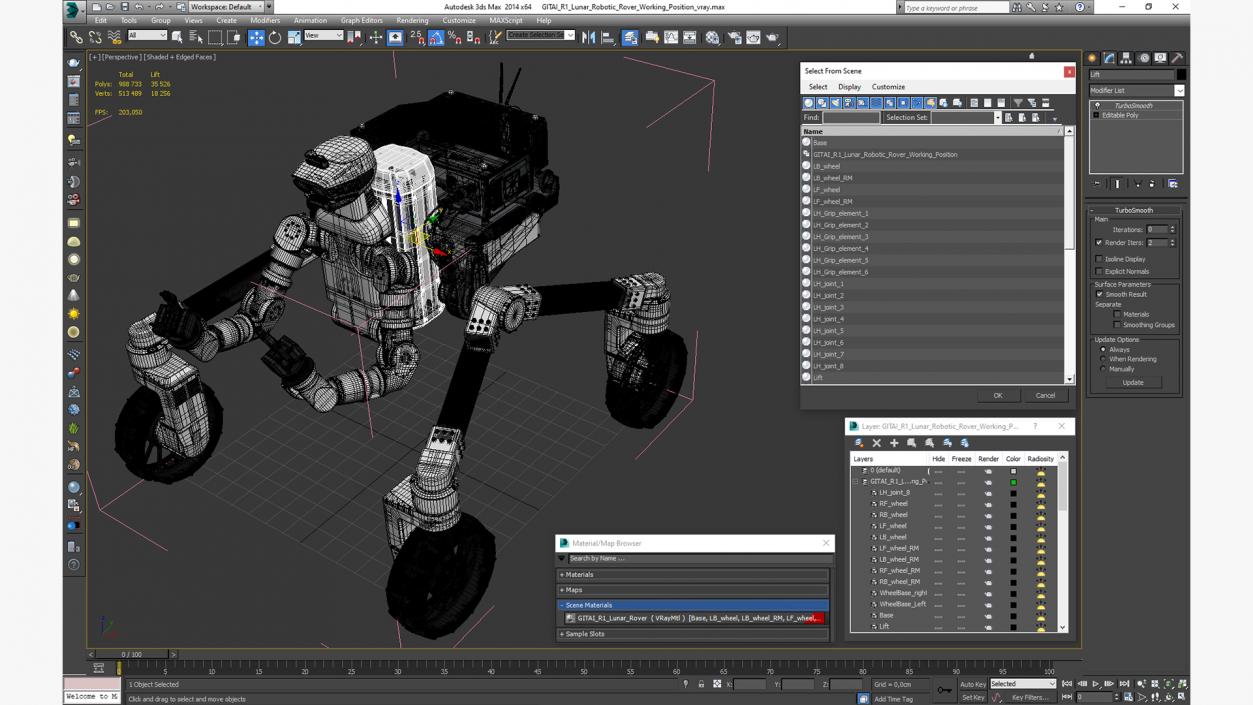 3D model GITAI R1 Lunar Robotic Rover Working Position