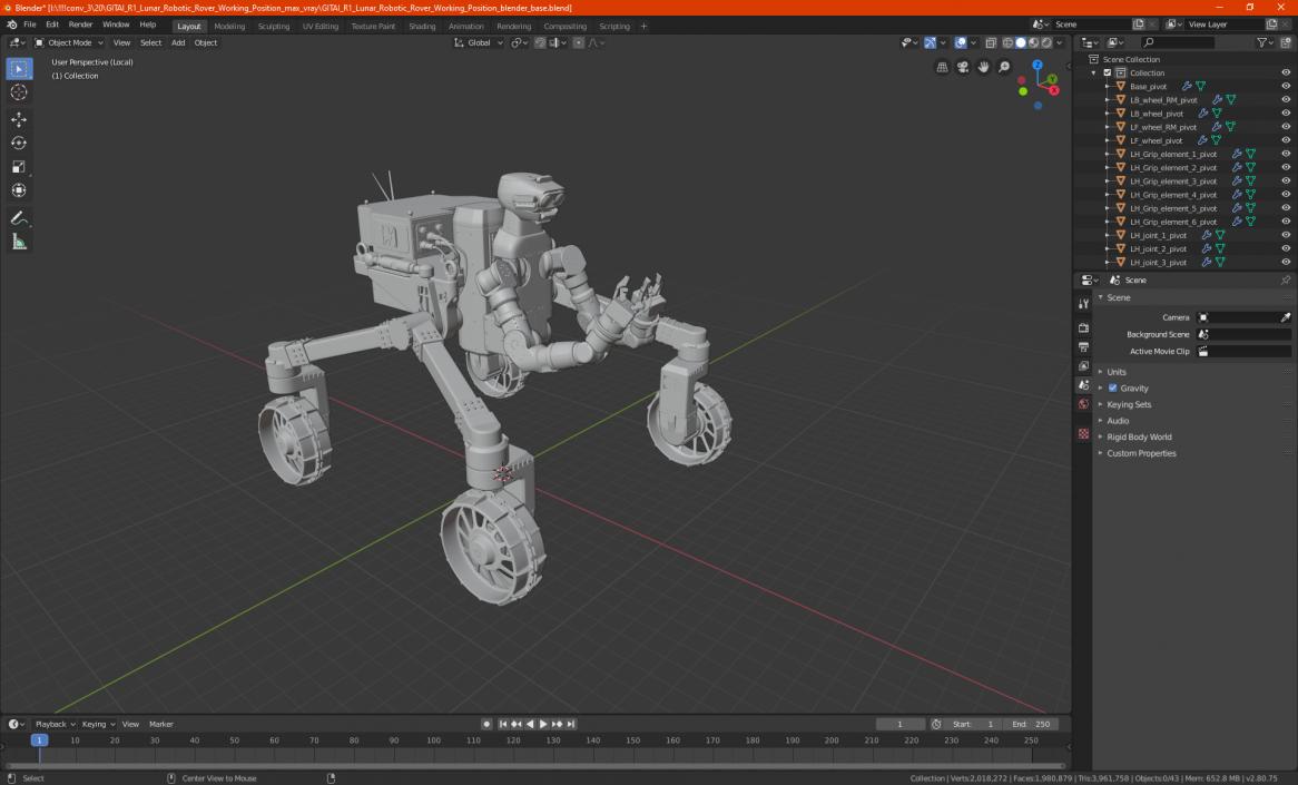 3D model GITAI R1 Lunar Robotic Rover Working Position