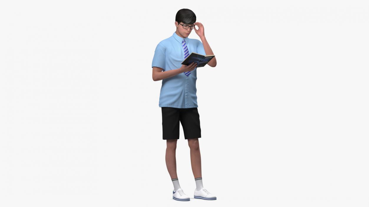 Chinese Schoolboy With Book 3D