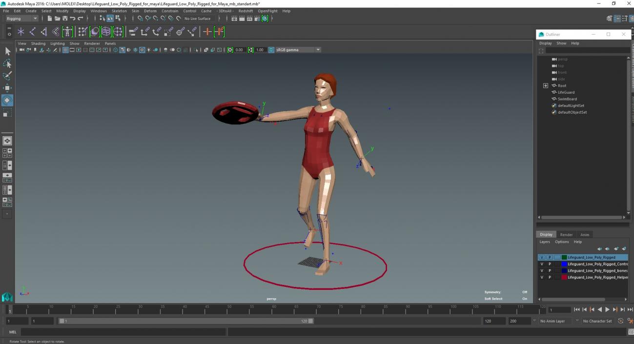 Lifeguard Low Poly Rigged for Maya 3D model