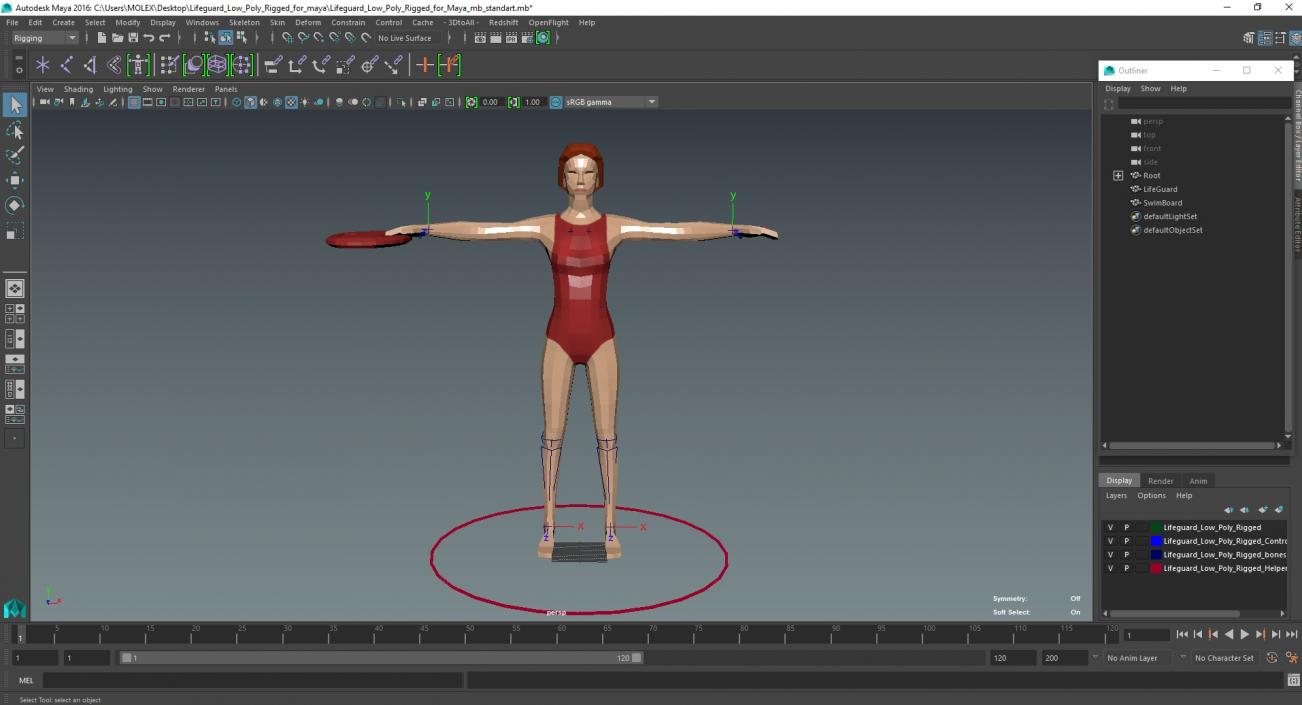 Lifeguard Low Poly Rigged for Maya 3D model