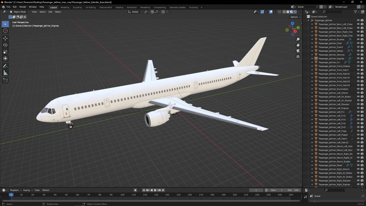 3D Passenger Jetliner model