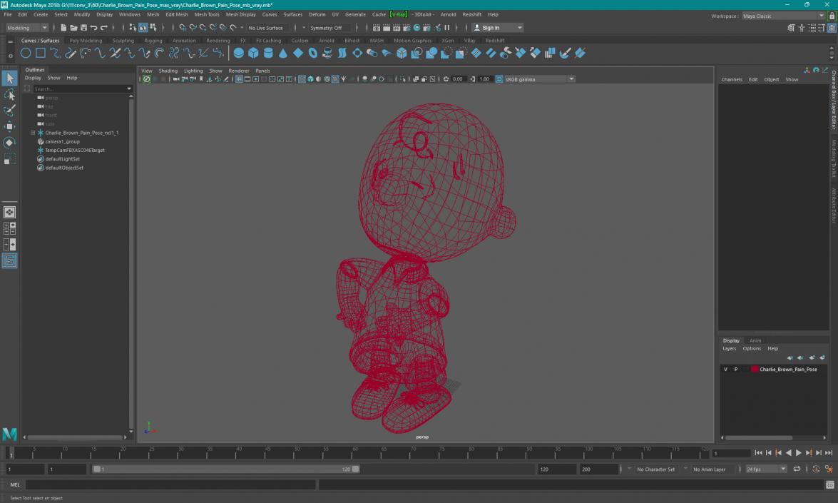 3D Charlie Brown Pain Pose model