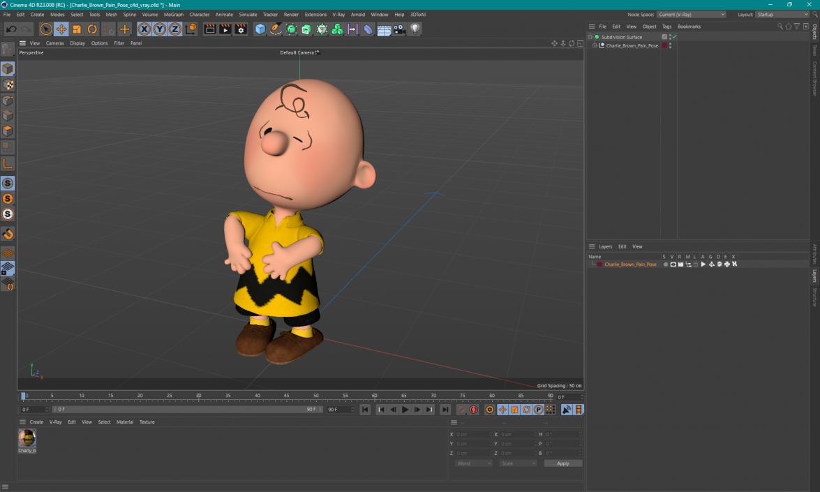 3D Charlie Brown Pain Pose model