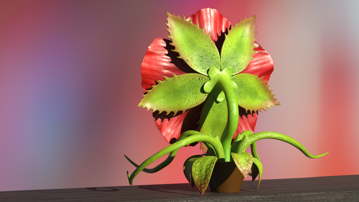 3D Scary Plant Monster in Pot