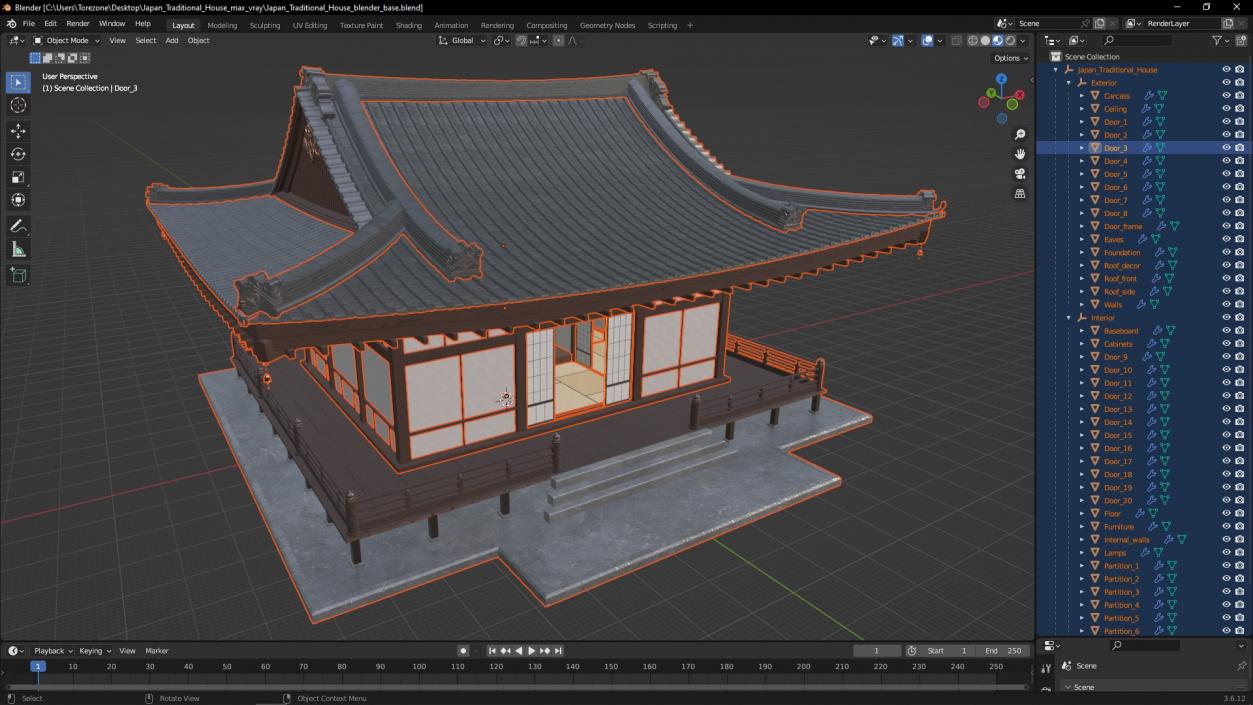 3D model Japan Traditional House 2