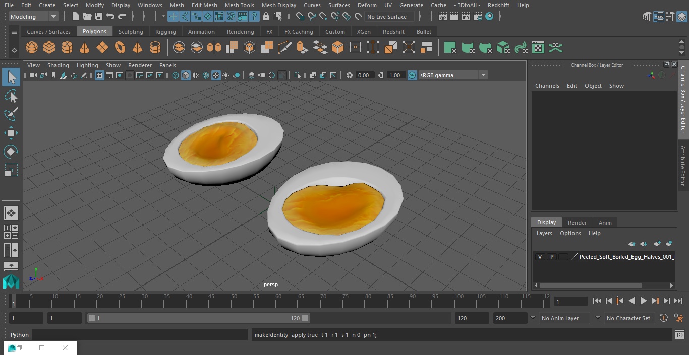 Peeled Soft Boiled Egg Halves 3D model