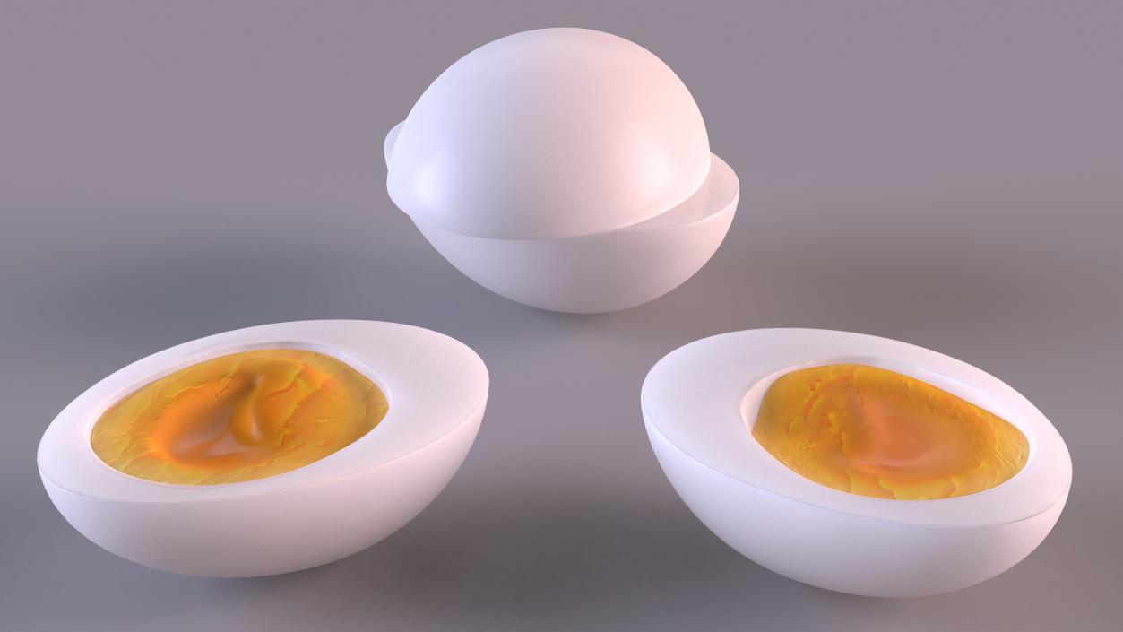 Peeled Soft Boiled Egg Halves 3D model