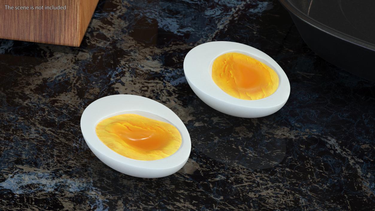 Peeled Soft Boiled Egg Halves 3D model