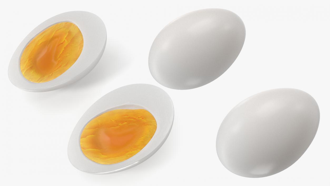 Peeled Soft Boiled Egg Halves 3D model