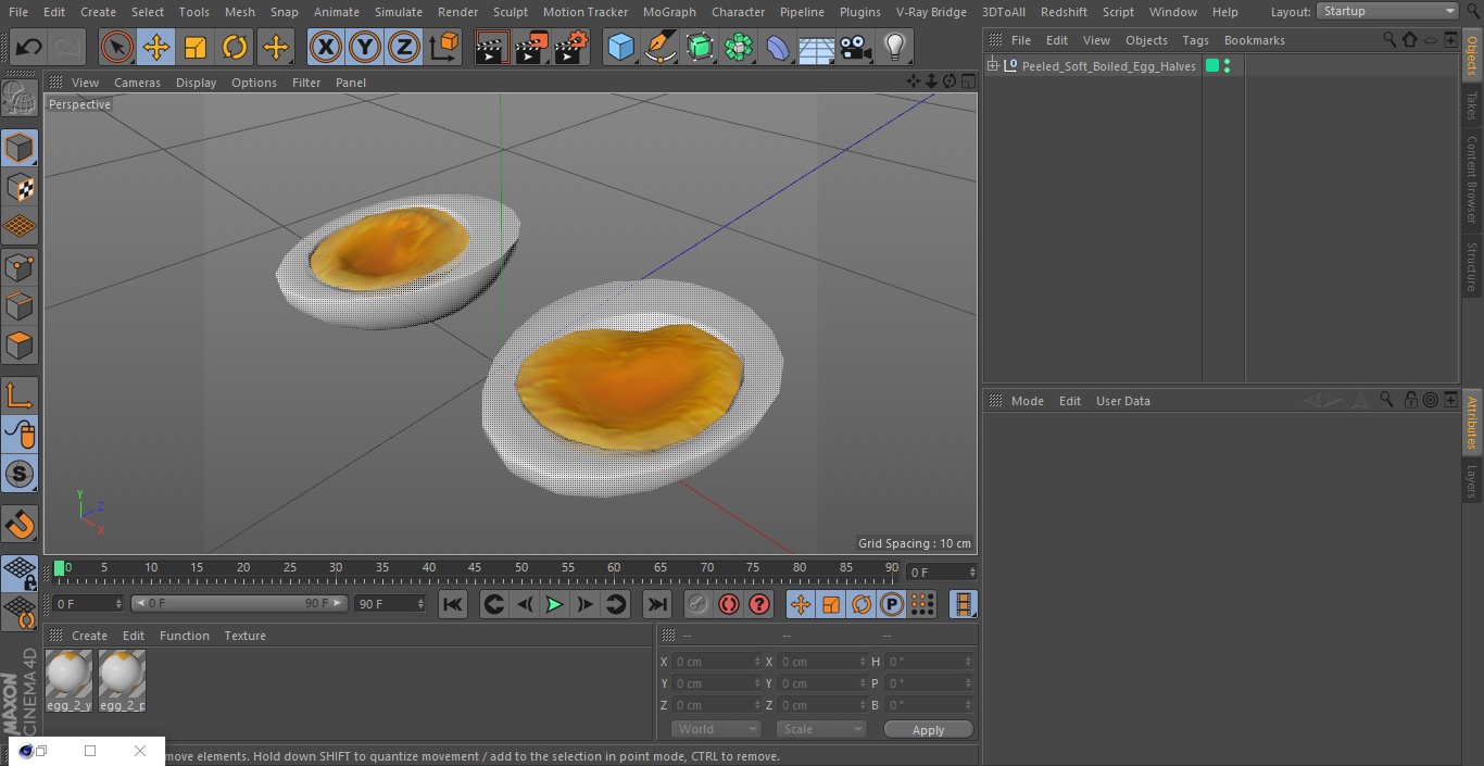 Peeled Soft Boiled Egg Halves 3D model