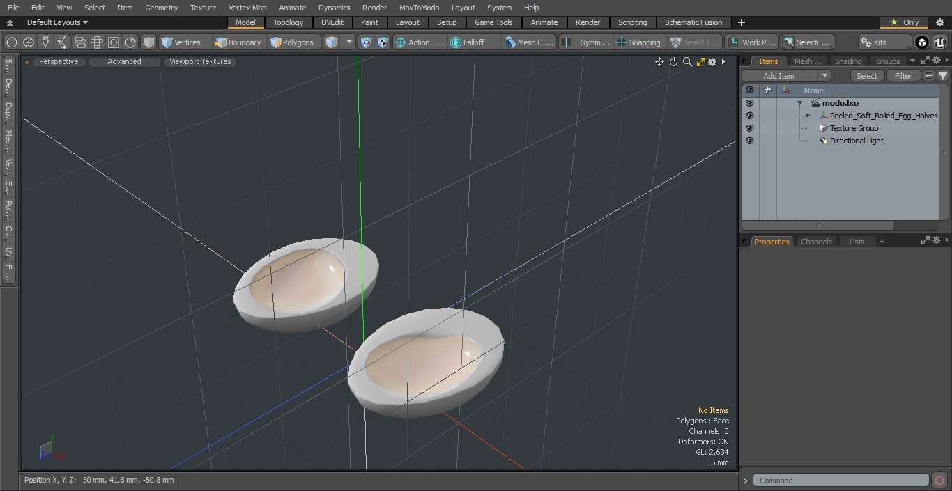 Peeled Soft Boiled Egg Halves 3D model