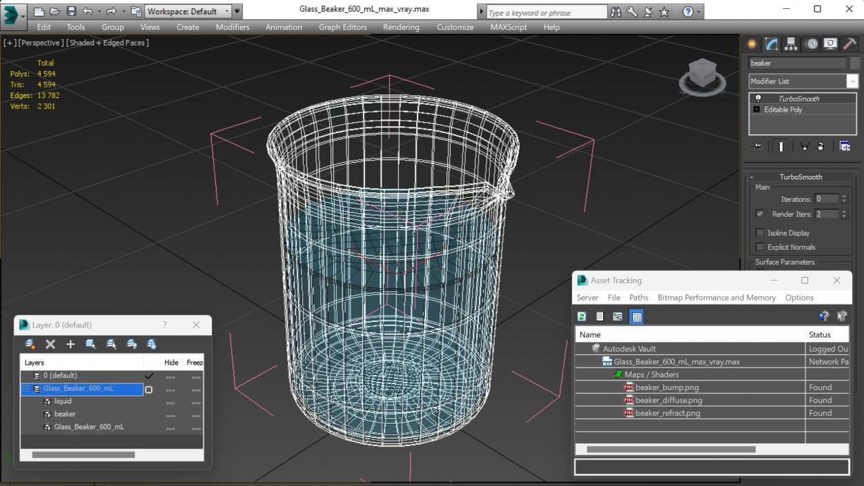 Glass Beaker 600 mL 3D model