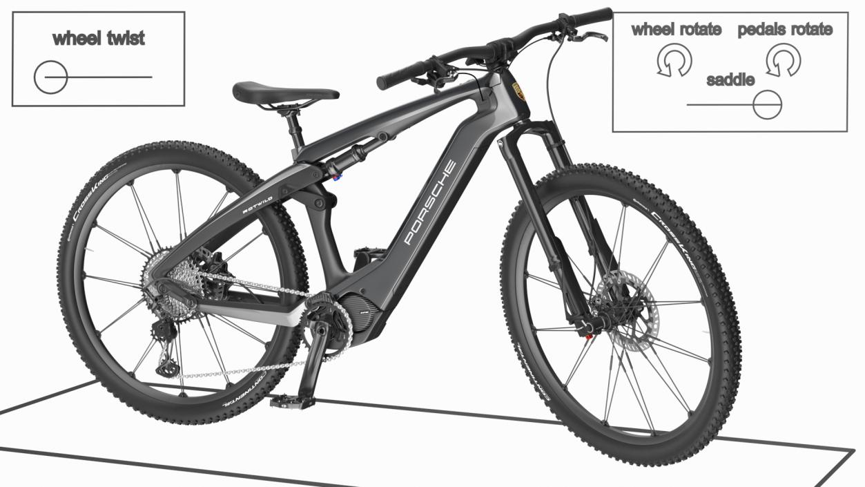 Porsche eBike Cross Black Rigged 3D