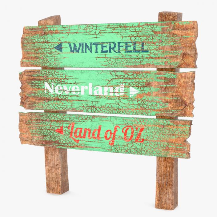 3D Old Weathered Wooden Sign Board