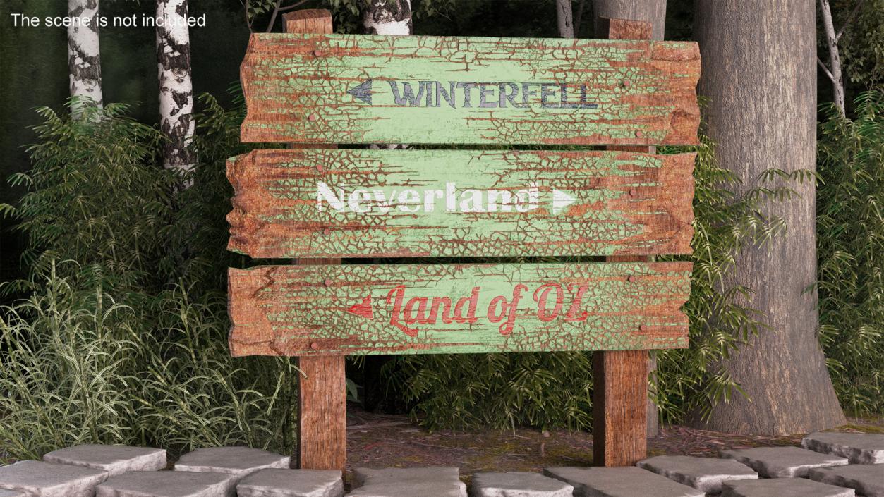 3D Old Weathered Wooden Sign Board