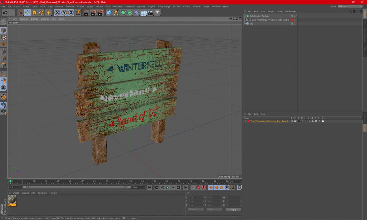 3D Old Weathered Wooden Sign Board