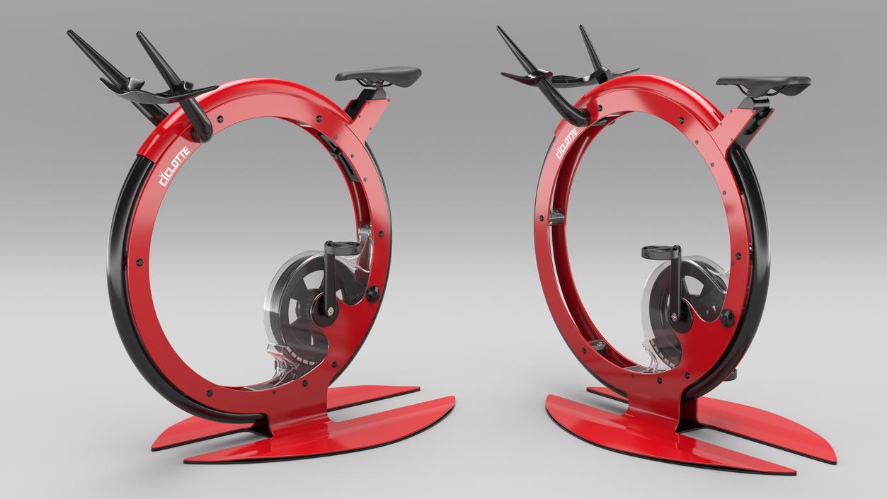 3D Ciclotte Exercise Bike Red Rigged model