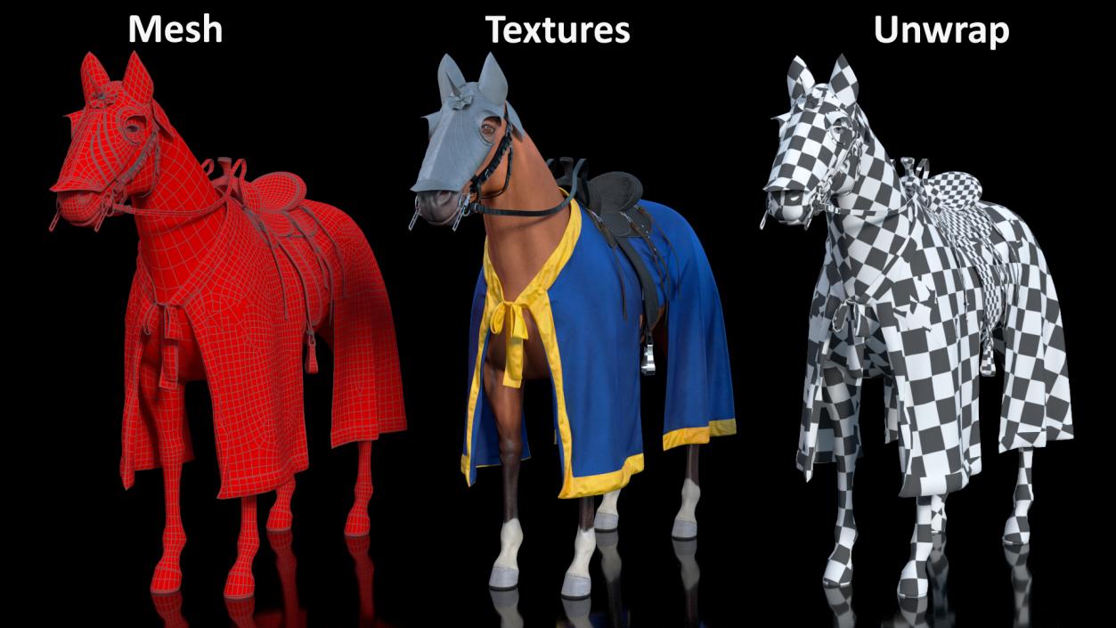 Knight Horse Blanket Fur 3D model