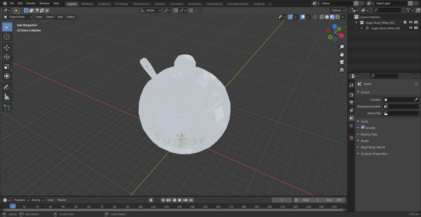 3D Sugar Bowl White