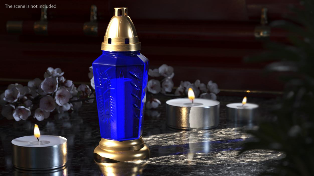 3D model Blue Glass Lantern Eternal Candle Holder