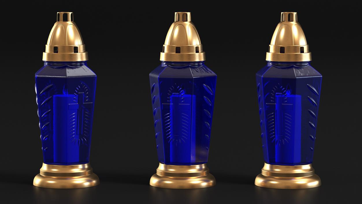 3D model Blue Glass Lantern Eternal Candle Holder