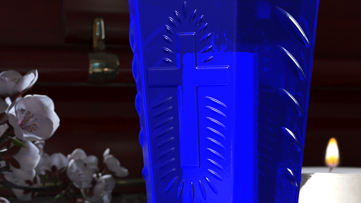 3D model Blue Glass Lantern Eternal Candle Holder