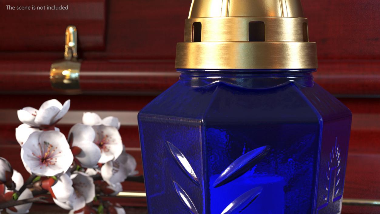 3D model Blue Glass Lantern Eternal Candle Holder