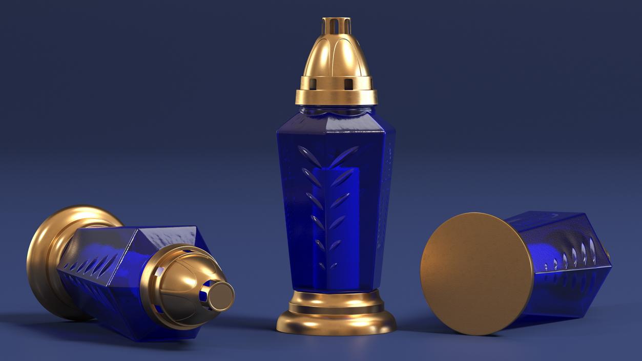 3D model Blue Glass Lantern Eternal Candle Holder