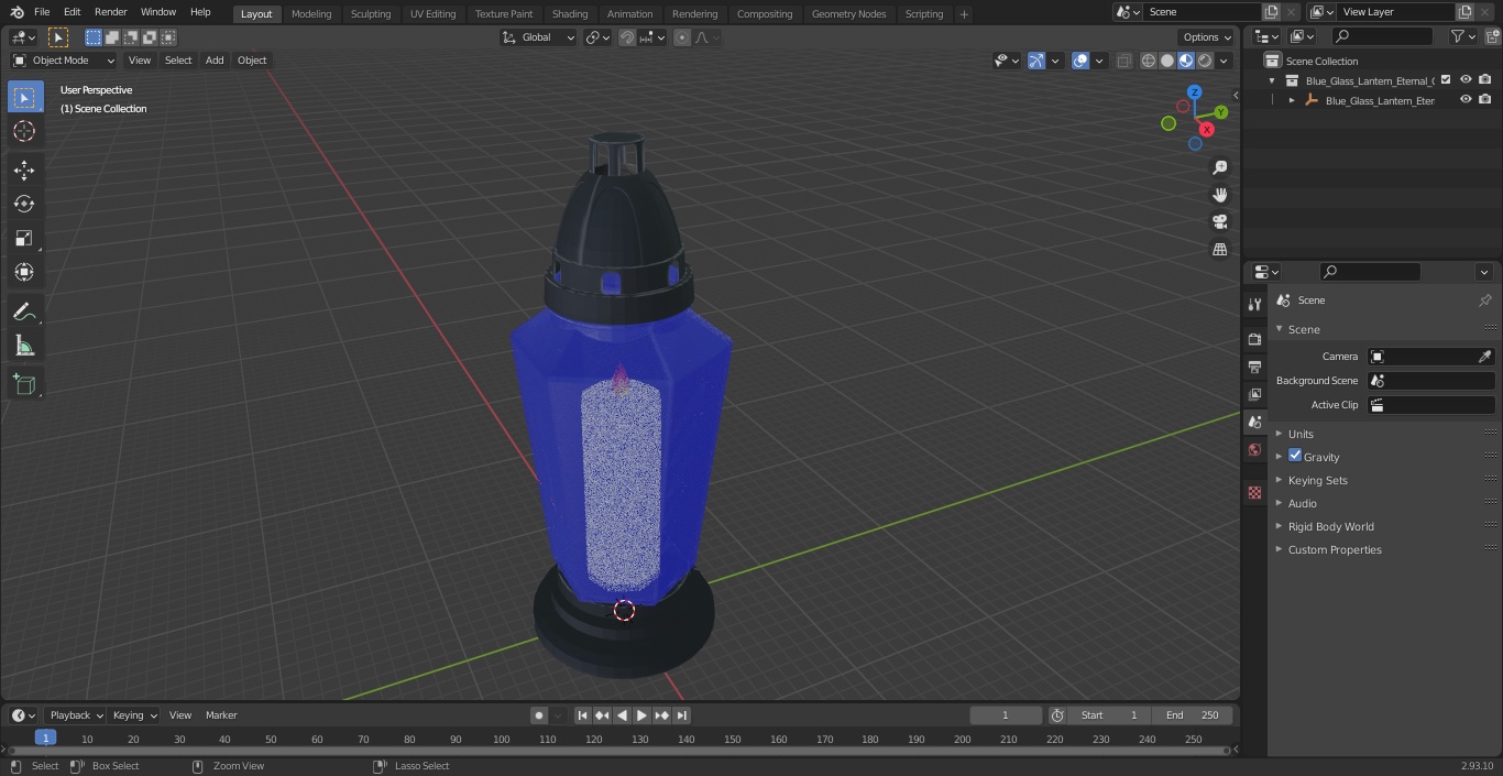 3D model Blue Glass Lantern Eternal Candle Holder