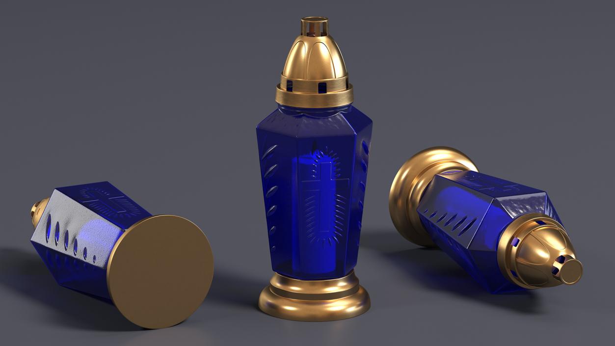 3D model Blue Glass Lantern Eternal Candle Holder