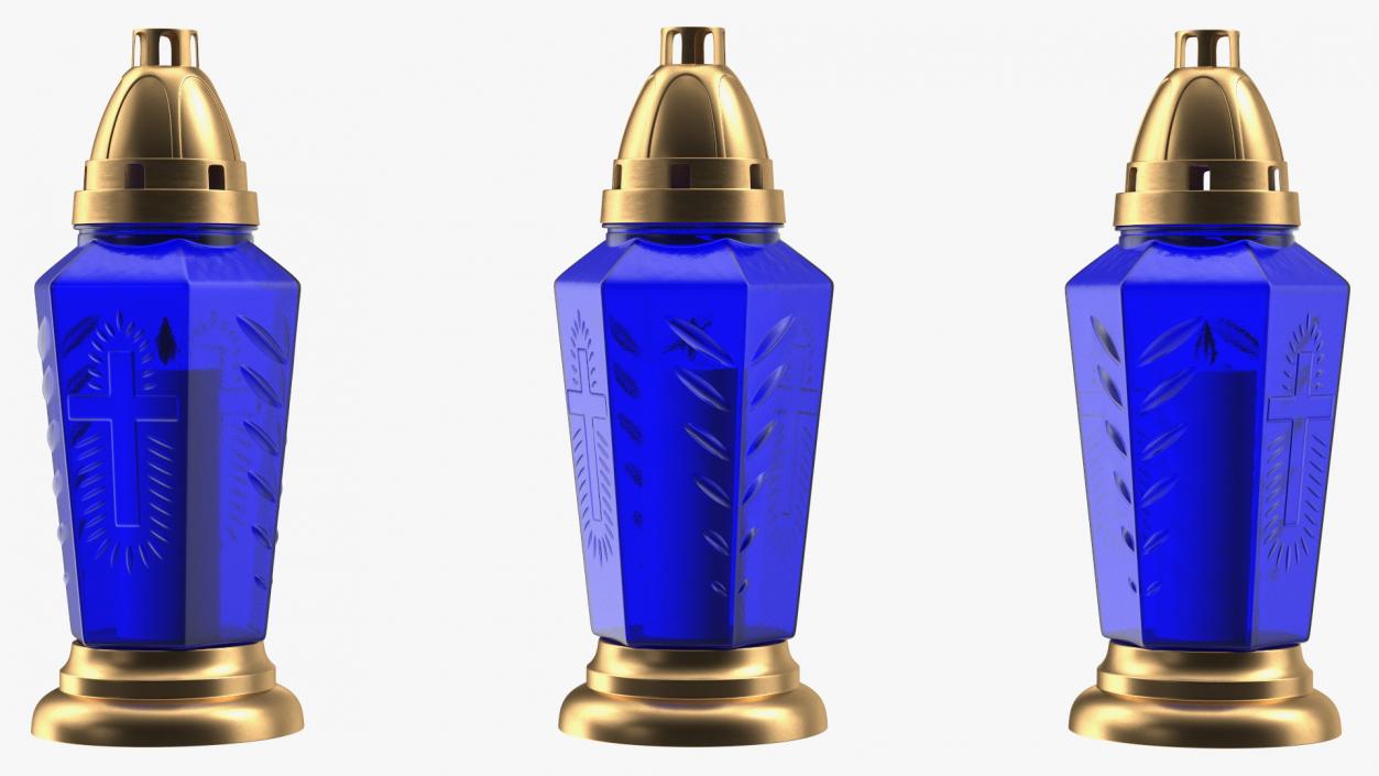 3D model Blue Glass Lantern Eternal Candle Holder