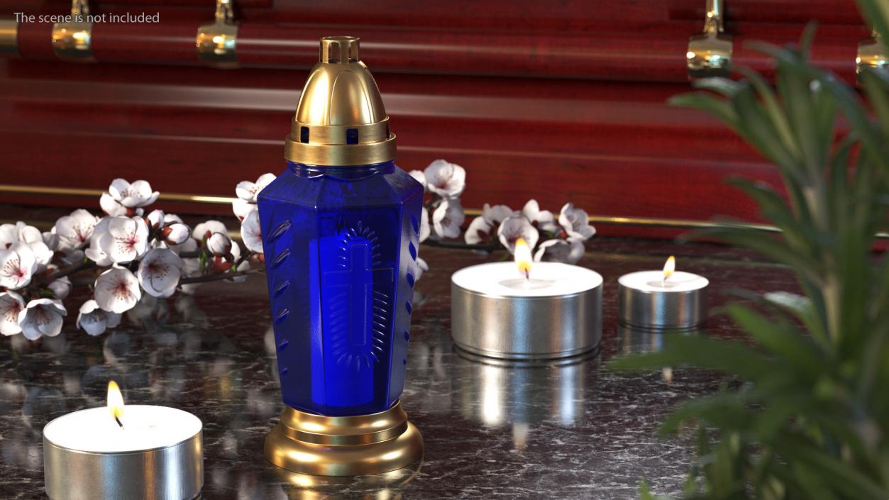 3D model Blue Glass Lantern Eternal Candle Holder