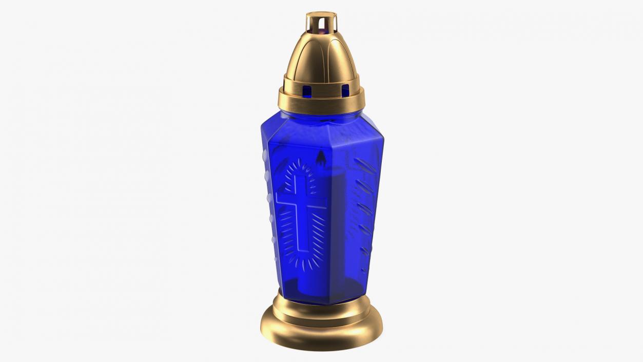 3D model Blue Glass Lantern Eternal Candle Holder