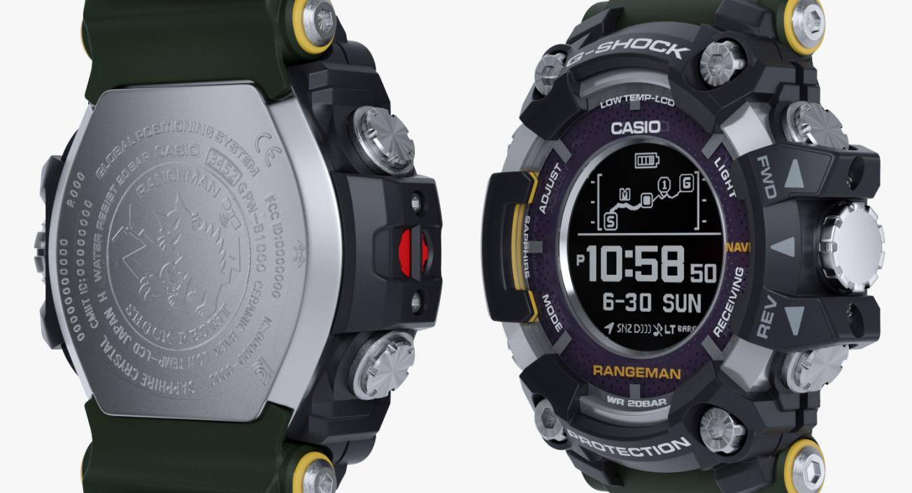 3D Casio G-Shock Rangeman GPR B1000 Khaki model